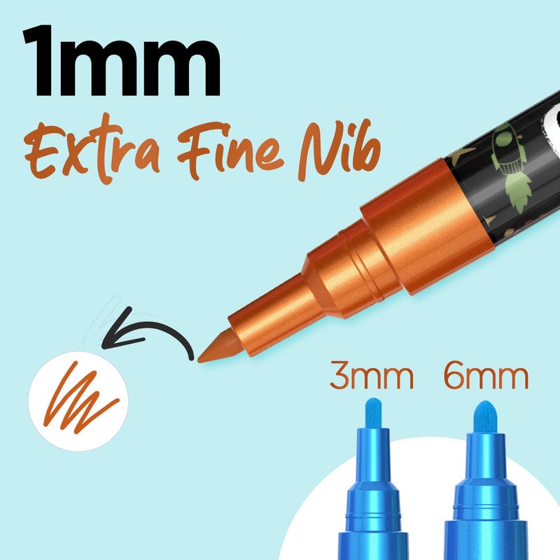Chalkola Extra Fine Tip Metallic Chalk Markers (10 Pack, 1mm Point) - Liquid Chalk Pens for Chalkboard, Blackboard, Bistro Menu, Car Windows, Glass, Acrylic Board - Thin Erasable Wet Erase Paint Ink - Image 3